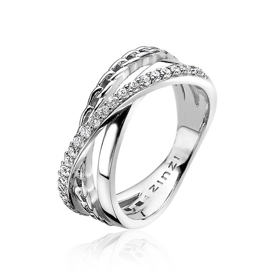 Bague croisée argent ZINZI gourmet blanc ZIR1360