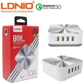 LDNIO A8101 - Multi 8 USB-poort verdeler Desk Bureau oplader QC3 Ondersteund voor Samsung / Sony / Huawei / Motorola / Apple iPhone iPad / Tablets / Playstation
