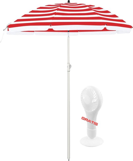 Voordelige set: rood/wit gestreepte parasol en rotan kunststof parasolvoet  zwart -... | bol.com