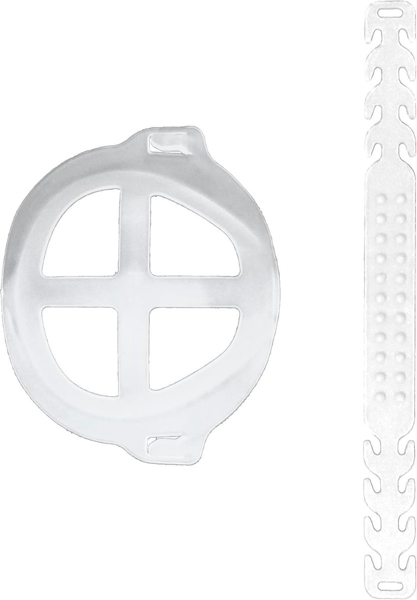 Mondkapje ondersteuning/ Mondmasker / Masker / Innermask - Goed ademen - Geen oorpijn - wasbaar en herbruikbaar - niet medisch - Brace en een Earloop extender voor mondkapjes Comfort Kit: 1 Masker ondersteuning en 1 Oorlus verlengstuk - Hawkx