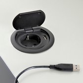 Thebo inbouw stopcontact met deksel en usb lader, zwart