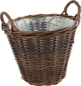 Bruine rotan kerstboom manden 42 x 32 cm - Plantenbakken/bloembakken - Rotan manden - Tuin decoraties