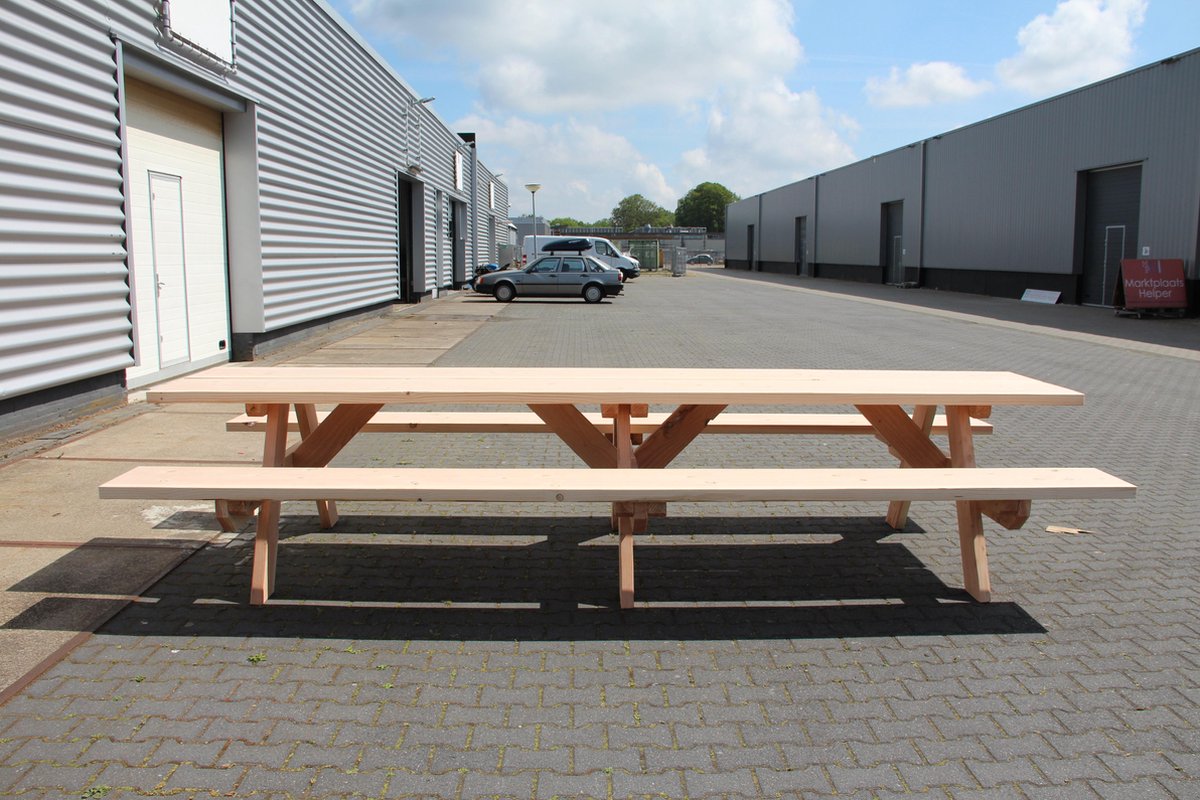 Robuuste Picknickbank 4 meter Picknicktafel Douglas hout