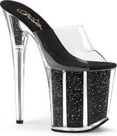 Pleaser Muiltjes -36 Shoes- FLAMINGO-801G Paaldans schoenen Zwart/Transparant