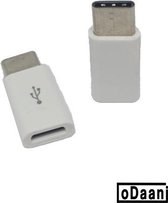 Set van 2 verloop adapter MICRO USB-adapter naar USB-C - Opzetstuk - Micro-USB to USB C Converter – Wit - oDaani