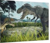 Dinosaurus T-Rex battlefield duo - Foto op Plexiglas - 90 x 60 cm