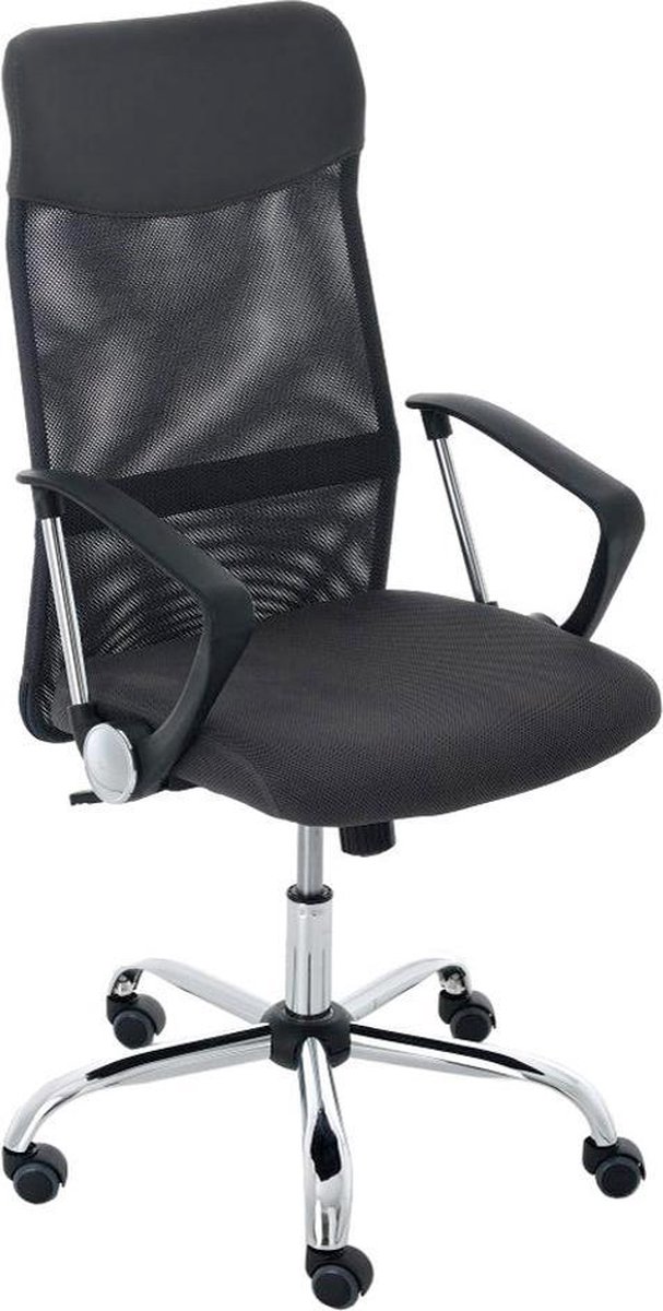 Bureaustoel - Ergonomische bureaustoel - In hoogte verstelbaar - Armleuning - Gaas - Grijs - 60x63x118 cm