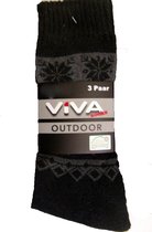 Chaussettes de randonnée d'extérieur pour hommes - Viva - 3 paires - Noir taille 39-42