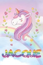 Jacque: Jacque Unicorn Notebook Rainbow Journal 6x9 Personalized Customized Gift For Someones Surname Or First Name is Jacque