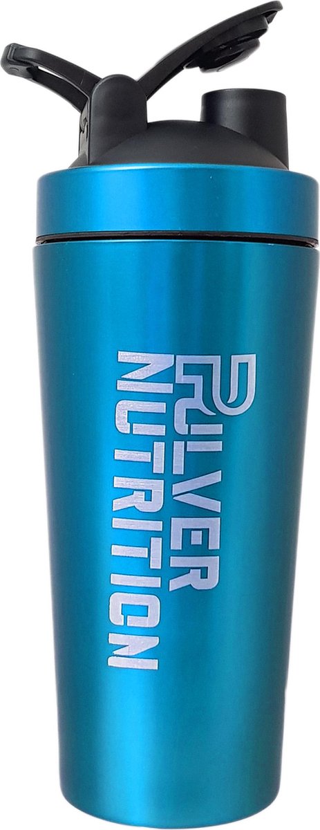 Goedkoopste Pulvernutrition RVS Shakebeker - Proteine Shaker - BPA vrij - 700ml tot 1000ml - Blauw - Thermo