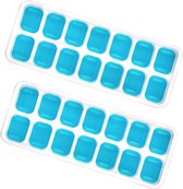 IJsblokjes Met Flexibele Bodem | 2-Pack | IJsblokjesvorm | IJsblokjesmaker | Met Klikdeksel | Blauw