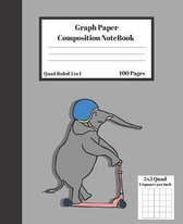 Graph Composition Notebook 5 Squares per inch 5x5 Quad Ruled 5 to 1 100 Sheets: Cute Funny Elephant With Roller Gift Notepad / Grid Squared Paper Back