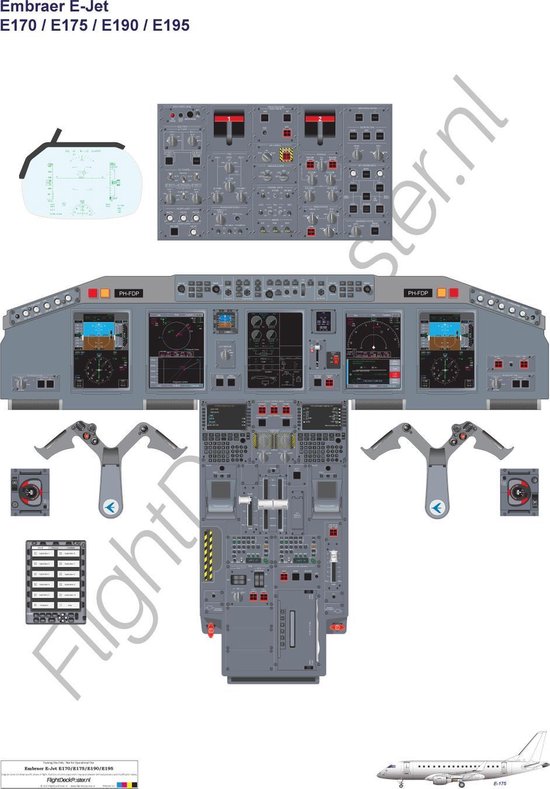 Embraer E-Jet 170/175/190/195 - T-Bone (Enkele A0 poster) FlightDeckPoster / Cockpitposter / Cockpit poster / Cockpit mockup