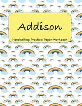 Addison - Handwriting Practice Paper Workbook: 8.5 x 11 Notebook with Dotted Lined Sheets - 100 Pages