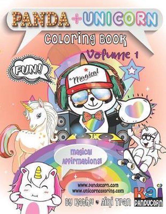 Panda & Unicorn Coloring Book, Kathy V Tran 9781689122436 Boeken