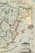 Spain and Portugal Vintage Map Field Journal Notebook, 50 pages/25 sheets, 4x6