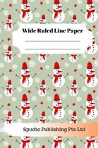 Cute Snowman Theme Wide Ruled Line Paper