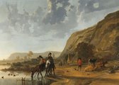 Poster Riverlandschap met Ruiters - Albert Cuyp - Kunst - Rijksmuseum - 50x70 cm