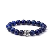 KRALEN ARMBAND LAPIS LAZULI MET PANTER BEDELTJE - Donker Blauw