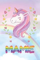 Mamie: Mamie Unicorn Notebook Rainbow Journal 6x9 Personalized Customized Gift For Someones Surname Or First Name is Mamie
