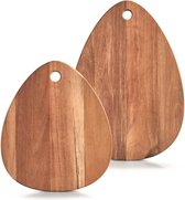 2x Druppel vormige houten snijplanken 30/40 cm - Zeller - Keukenbenodigdheden - Kookbenodigdheden - Snijplanken/serveerplanken - Houten serveerborden - Snijplanken van hout