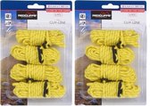 8x cordes / cordes de hauban jaunes - Avec tendeurs de trou - lueur dans le noir - 4 mm x 4 mètres - Cordes de hauban de tente - Fournitures de jardin / camping