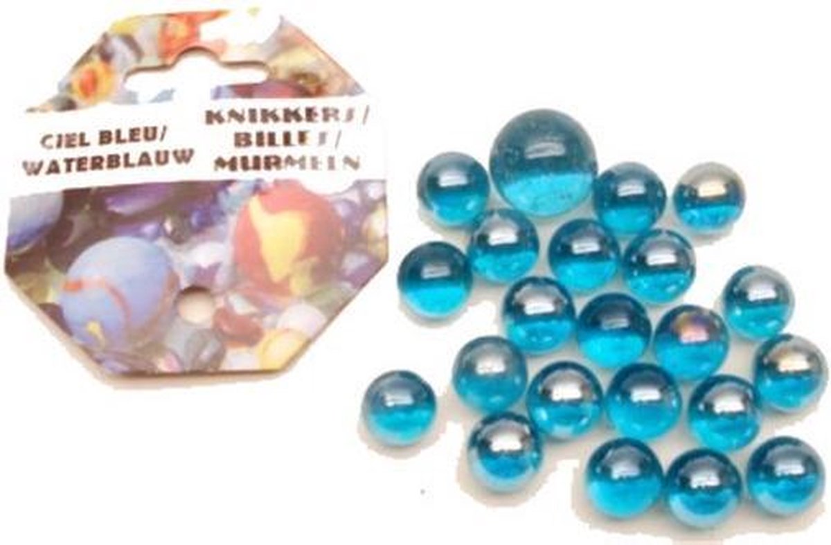 Aqua blauwe kristal knikkers 63 stuks - Buitenspeelgoed - Don Juan Knikkers