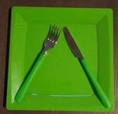 Camping/BQ bord en bestek set groen (4 stuks) hard plastic