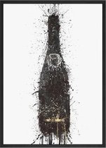 Canvas Experts doek met Zwart witte champagnefles maat 55x75CM *ALLEEN DOEK MET WITTE RANDEN* Wanddecoratie | Poster | Wall art | canvas doek |