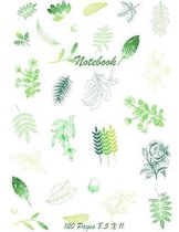 Notebook 120 Pages 8.5 X 11: Pretty White Background With Fall Leaves Fauna Acorn Book For Projects