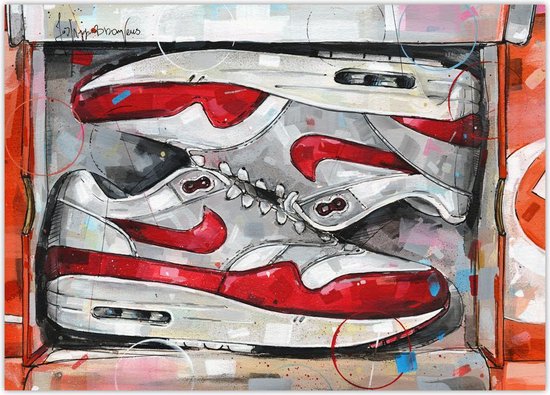 Affiche boîte à chaussures rouge Nike Air Max 1 OG (70x50cm) | bol.com