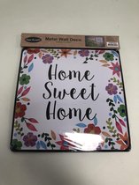 Metalen wanddecoratie met 'home sweet home'