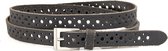 Thimbly Belts - Dames riem zwart crackle 2 cm breed - Zwart - Casual - Echt Leer/Nubuck - Taille: 95cm - Totale lengte riem: 110cm