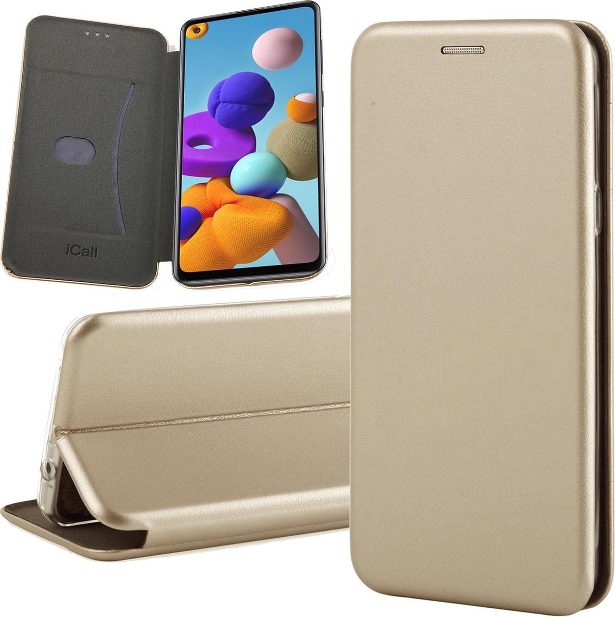 Hoesje geschikt voor Samsung Galaxy A21s - Book Case Kunstleer ThinShield Goud