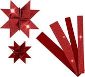 Papieren vlechtstroken, L: 44+78 cm, d 6,5+11,5 cm, B: 15+25 mm, glitter,vernis, rood, 40 stroken/ 1 doos