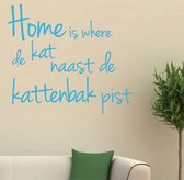 muursticker Home is where de kat - lichtblauw - 100x90cm