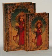 Opbergboek - boekdoos - set van 2 - leer - opberger - antiek
