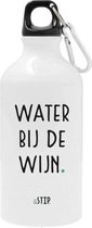 bijStip Aluminium Waterfles Wijn - Wit met Zwart - 500ml