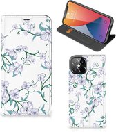 Smart Cover Geschikt voor iPhone 12 Pro Max Telefoonhoesje Blossom White