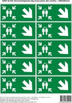 Pictogram sticker E007-A135 Verzamelplaats bij evacuatie ZO rechts - 100x50mm 10 stickers op 1 vel