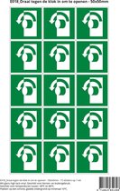 Pictogram sticker E018 Draai tegen de klok in om te openen - 50x50mm 15 stickers op 1 vel