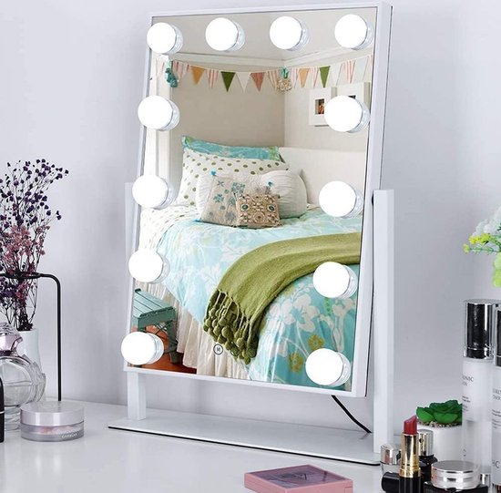 Bright Beauty Vanity make up spiegel met verlichting - wit - dimbaar met drie lichtstanden - Bright Beauty Vanity