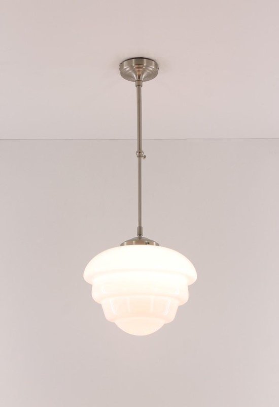 Art Deco Oxford hanglamp opaalglas diameter ⌀ 30 - schoollamp jaren20 jaren30
