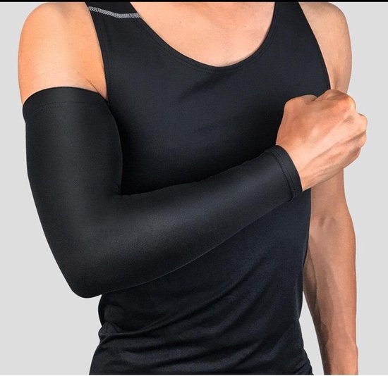 Foto: Set fiets armwarmers 2 stuks zwart armstukken cycling arm sleeves armbeschermers sport armmouwen maat xxl