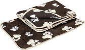 Lovely Nights Vetbed/kleed brown with 2 color print paw + bies 75x50 rechthoek