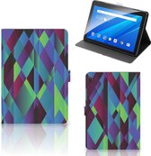Book Cover Lenovo Tab E10 Tablet Hoes met Standaard Abstract Groen Blauw
