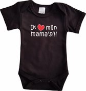 Zwarte romper met "Ik hou van mijn mama's" - maat 68 - moederdag, zwanger, cadeautje, kraamcadeau, grappig, geschenk, baby, tekst
