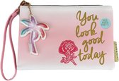 Little Diva etui met tekst - Roze / Goud - Katoen - 21 x  15 x 1.5 cm - Rechthoek