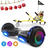 Microgo 6.5 inch Hoverboard met Flits Wielen, Elektrische Zelfbalancerende Scooter + TAOTAO moederbord,Bluetooth Speaker,LED verlichting - Koolzwart + Hoverkart Hiphop