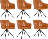 Eetkamerstoelen set 6 stuks  LEER (Incl LW anti kras viltjes) - Eetkamer stoelen - Extra stoelen voor huiskamer - Dineerstoelen - Tafelstoelen